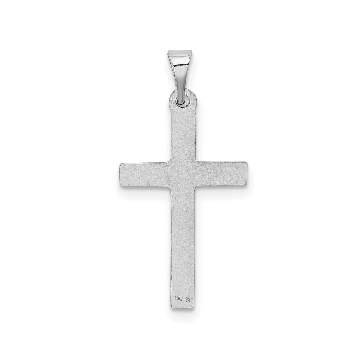 14k White Gold Cross Pendant, Polished Beveled Christian Design with Subtle Inner Detailing