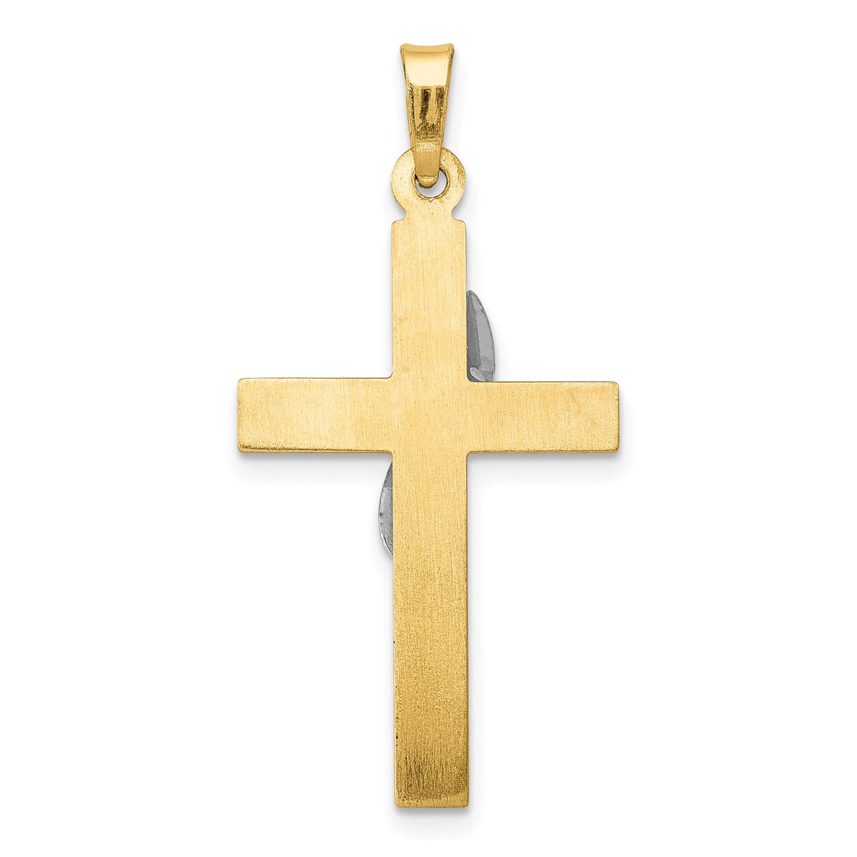 14k Two-Tone Gold Cross Pendant with Yellow Gold Base and White Gold Accent