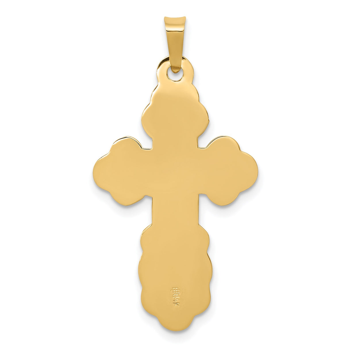 14k Yellow Gold Orthodox Cross Pendant with IC XC Inscriptions and Floral Engraving