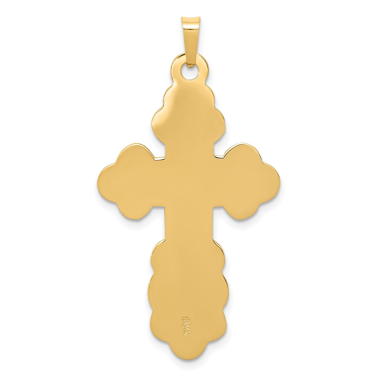 14k Yellow Gold Orthodox Cross Pendant with IC XC Christogram and Budded Ends
