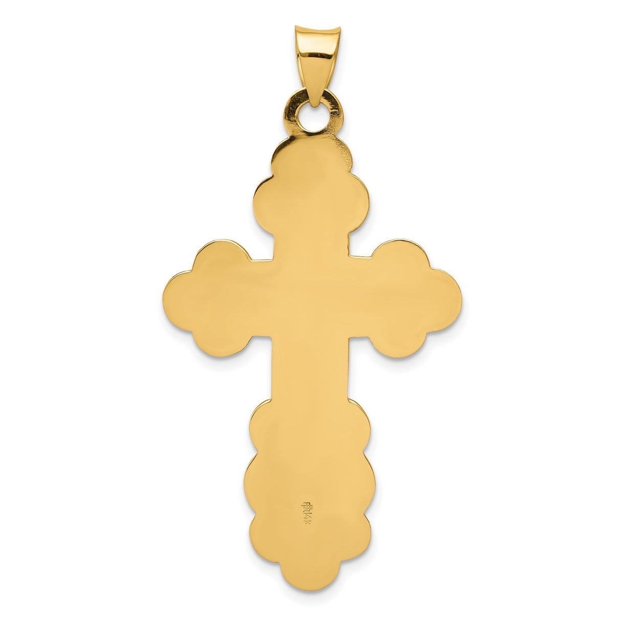 14k Yellow Gold Orthodox Cross Pendant with IC XC Engraving and Triple-Bar Design