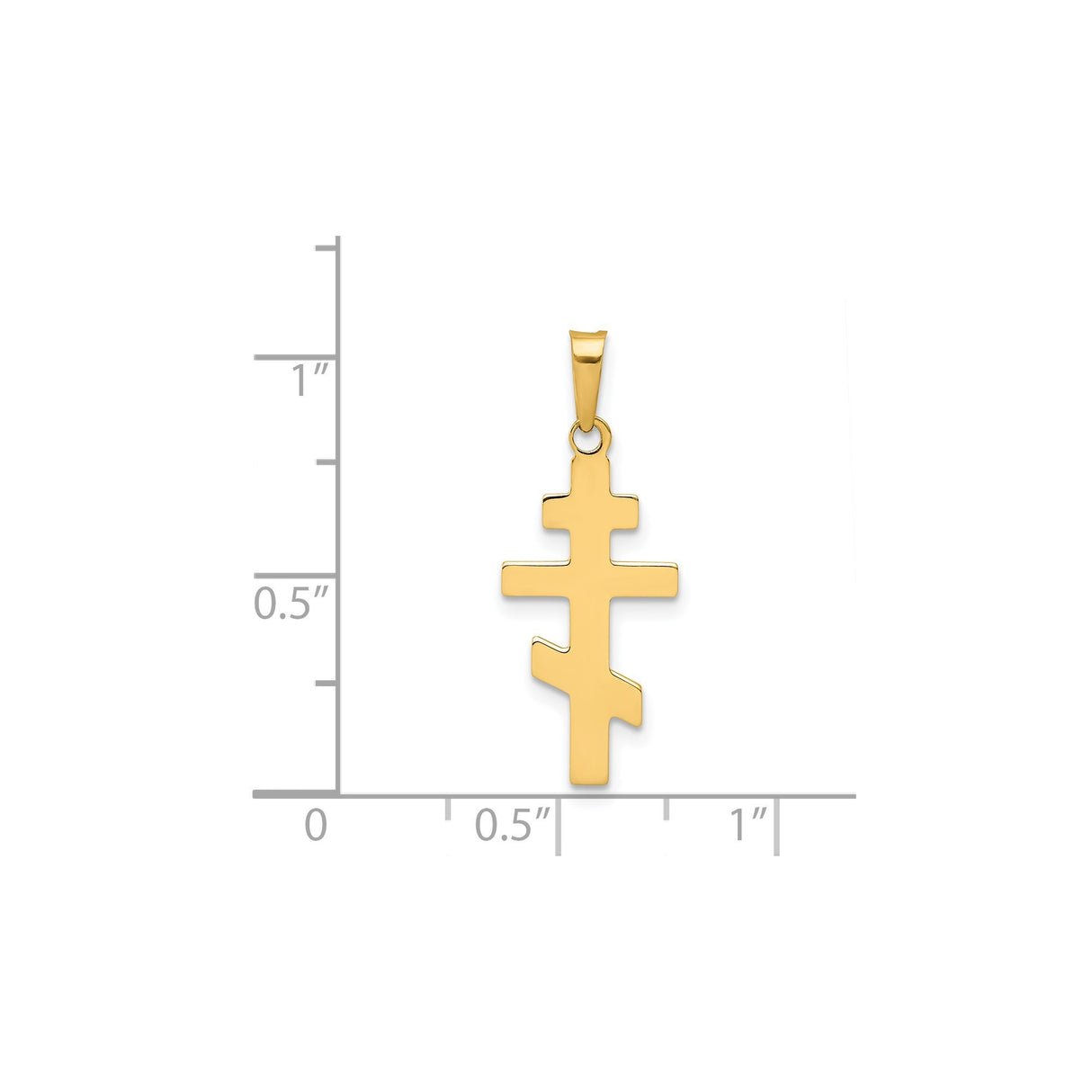 14k Yellow Gold Orthodox Cross Pendant, Three-Bar Eastern Christian Religious Charm