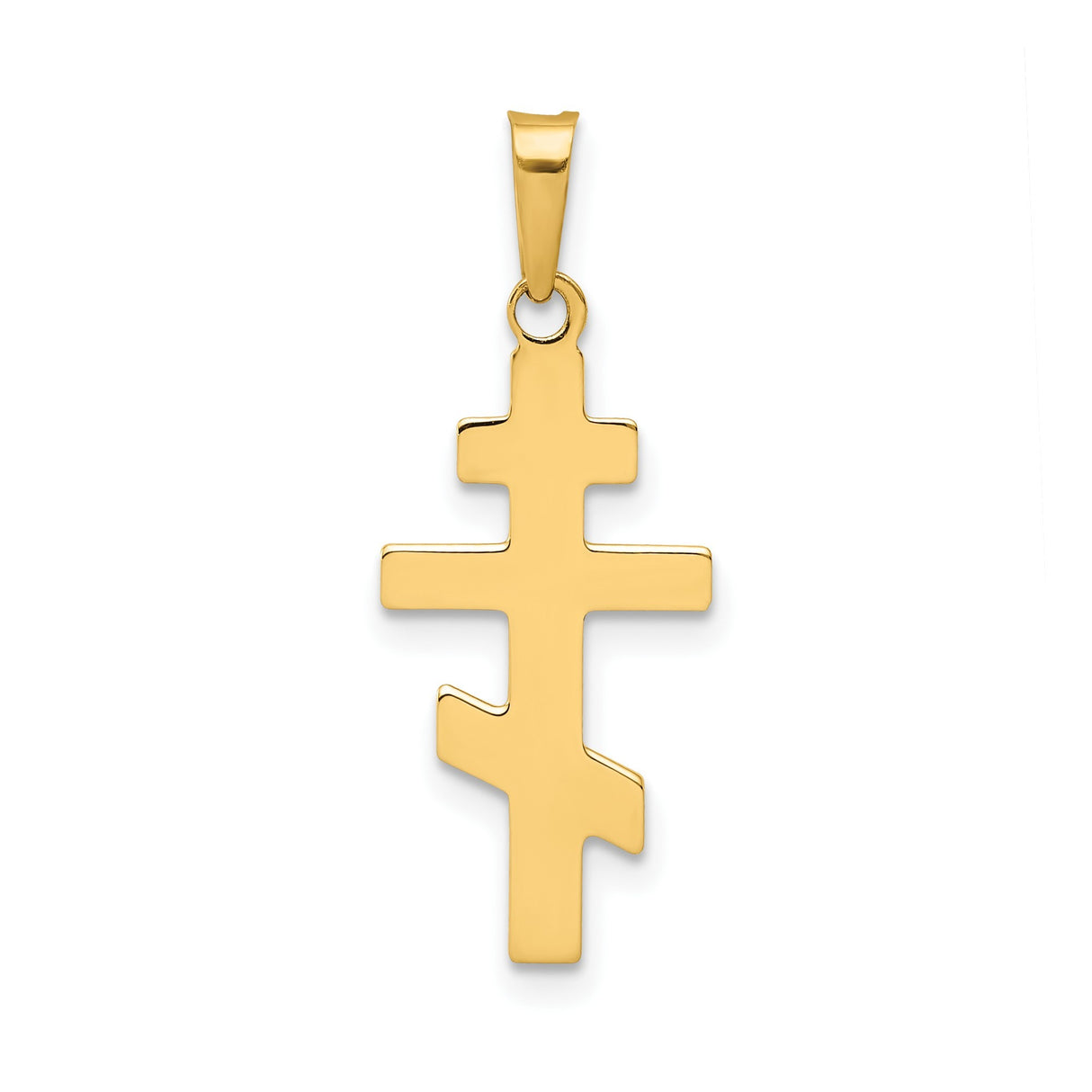 14k Yellow Gold Orthodox Cross Pendant, Three-Bar Eastern Christian Religious Charm