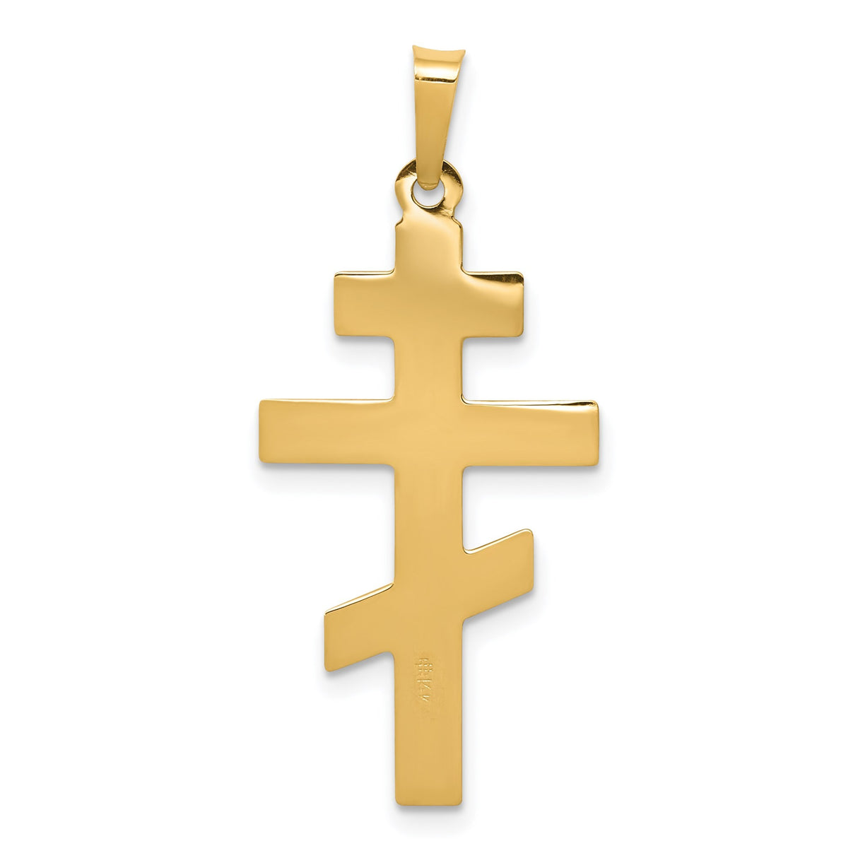 14k Yellow Gold Orthodox Cross Pendant, Three-Bar Design, Religious Charm for Men or Women