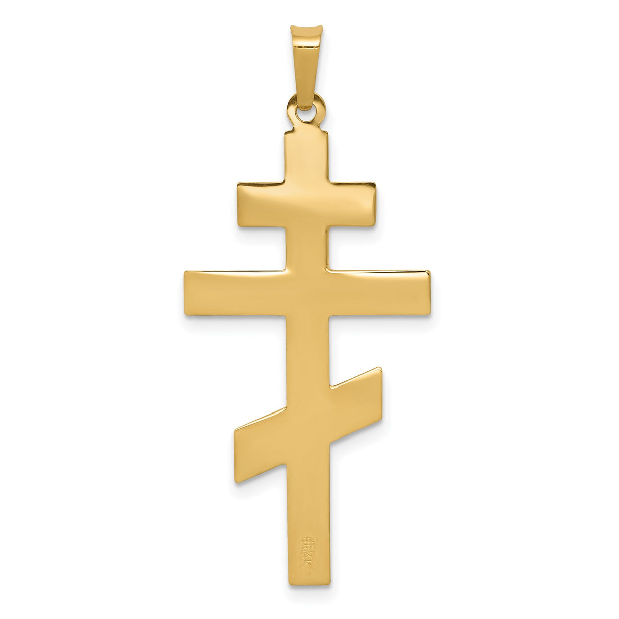 14k Yellow Gold Orthodox Cross Pendant with Triple-Bar Eastern Christian Design