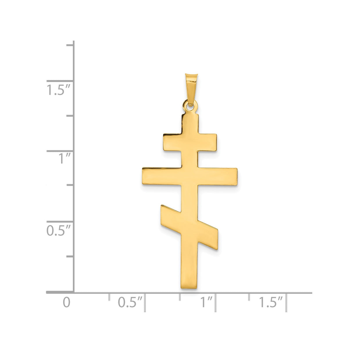 14k Yellow Gold Orthodox Cross Pendant with Triple-Bar Eastern Christian Design
