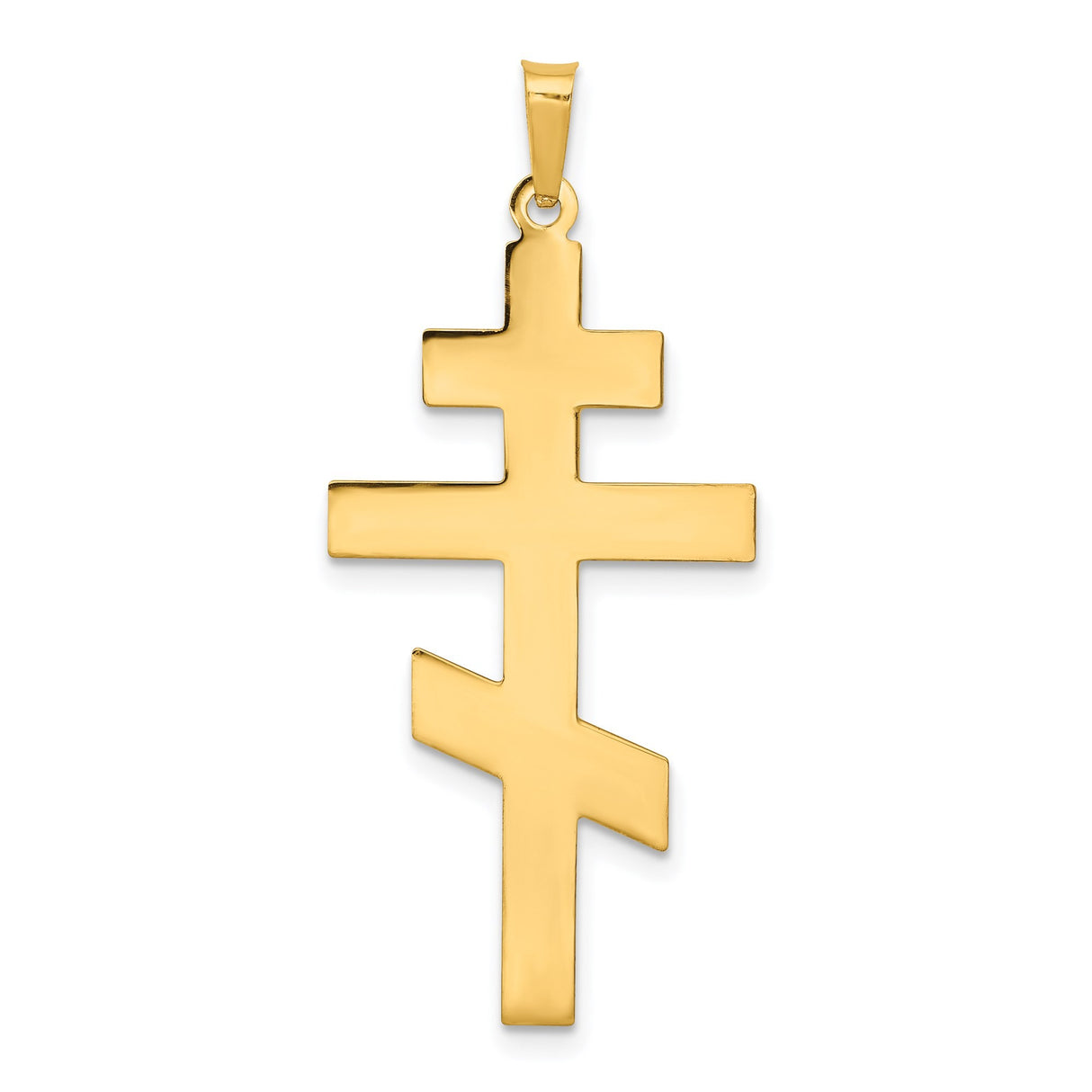 14k Yellow Gold Orthodox Cross Pendant with Triple-Bar Eastern Christian Design