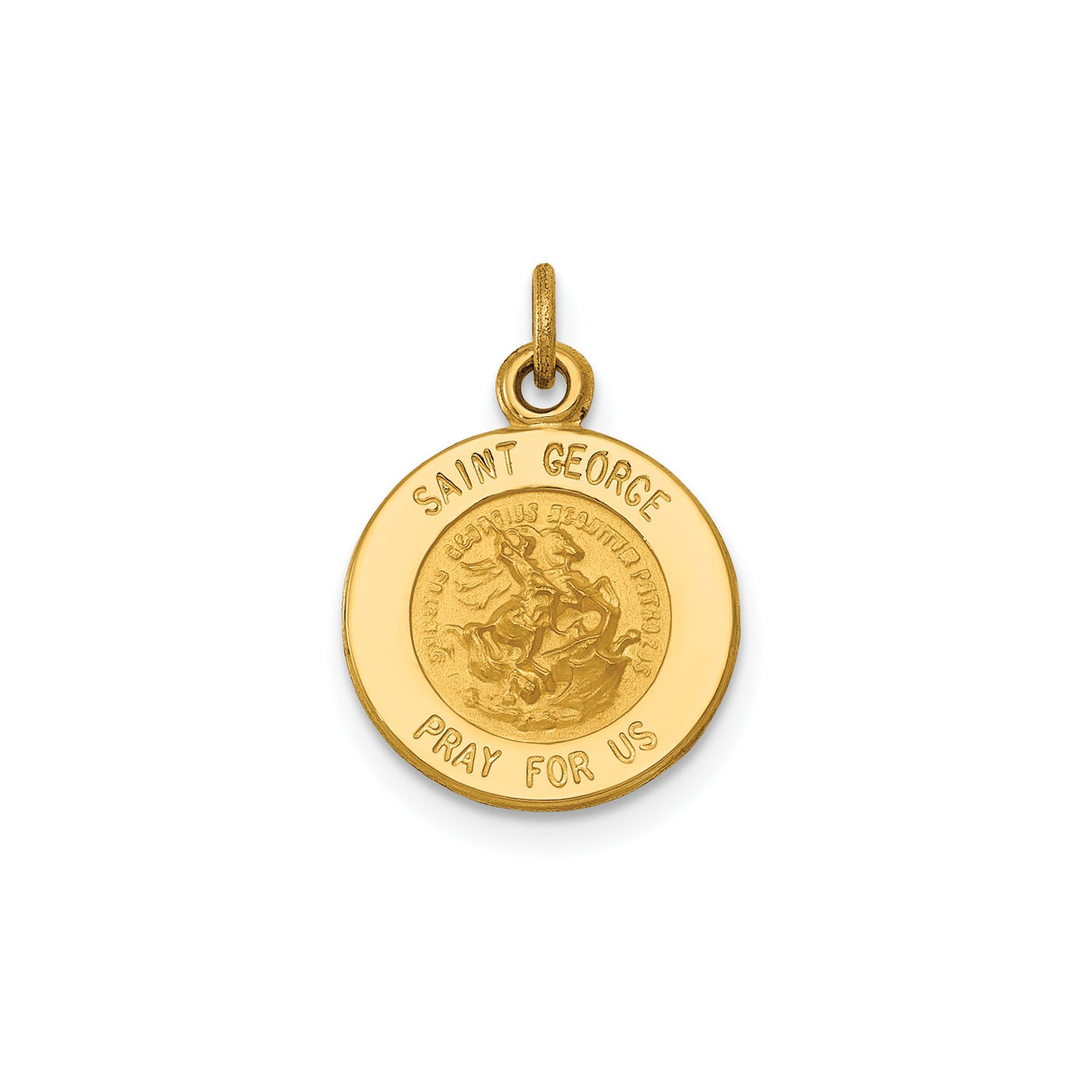 14k Yellow Gold Saint George Medal Pendant with Dragon Slayer Image, Christian Religious Theme