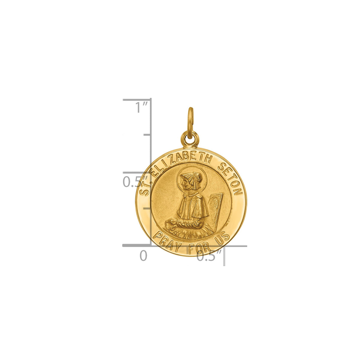 14k Yellow Gold Saint Elizabeth Seton Pendant, Catholic Medal with Saint Figure