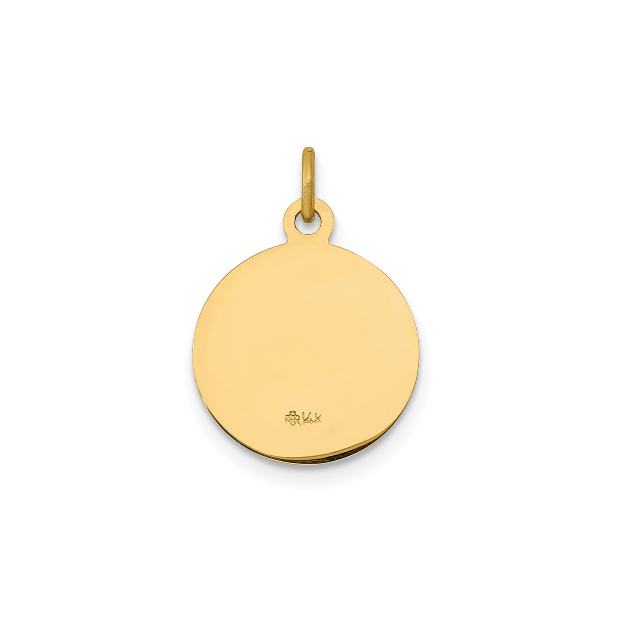 14k Yellow Gold Saint John Medal Pendant, Religious Catholic Charm with Pray for Us Inscription