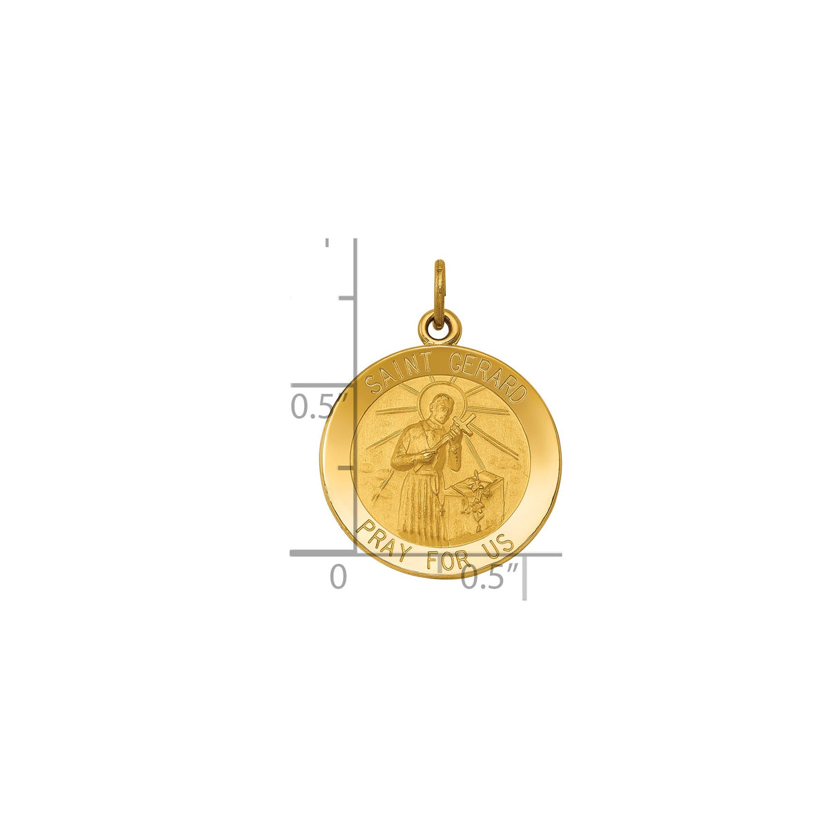 14k Yellow Gold Saint Gerard Medal Pendant, Catholic Religious Charm for Women