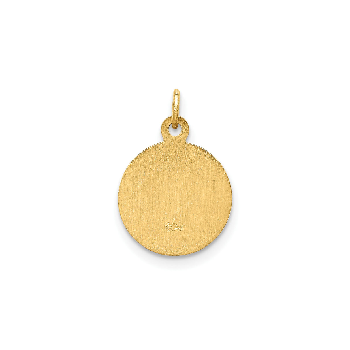 14k Yellow Gold Our Lady of Lourdes Pendant, Marian Medal with Religious Inscription, Christian Charm