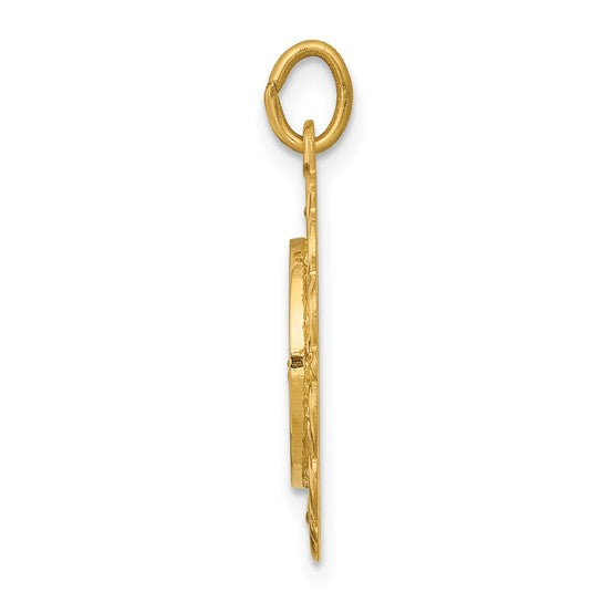 14k Yellow Gold Our Lady of Lourdes Pendant Medal, Religious Marian Apparition Symbol