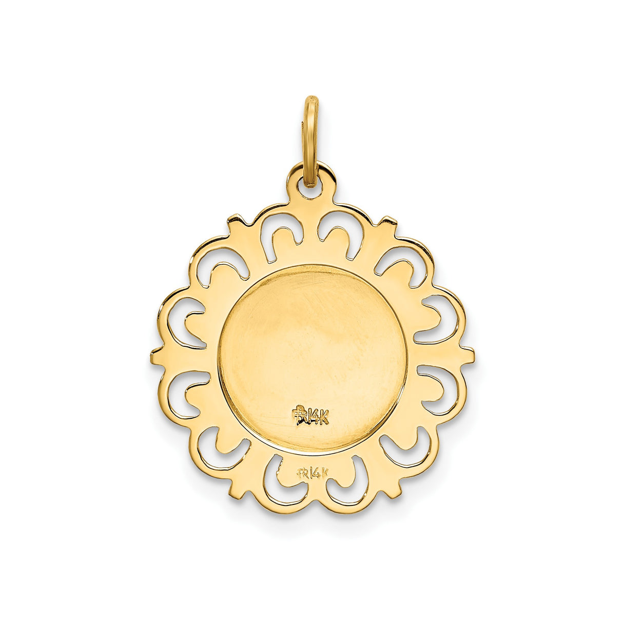 14k Yellow Gold Our Lady of Lourdes Pendant Medal, Religious Marian Apparition Symbol