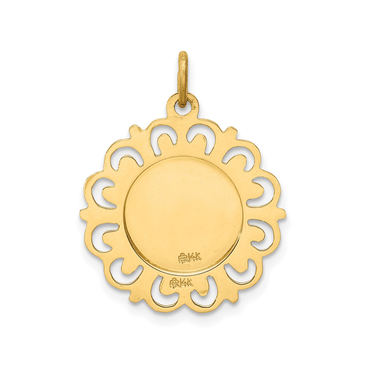 14k Yellow Gold Our Lady of Mount Carmel Pendant with Pray for Us Engraving