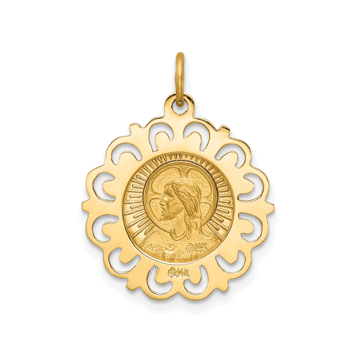 14k Yellow Gold Black Madonna Pendant, Matka Boska Czestochowska Catholic Medal Charm