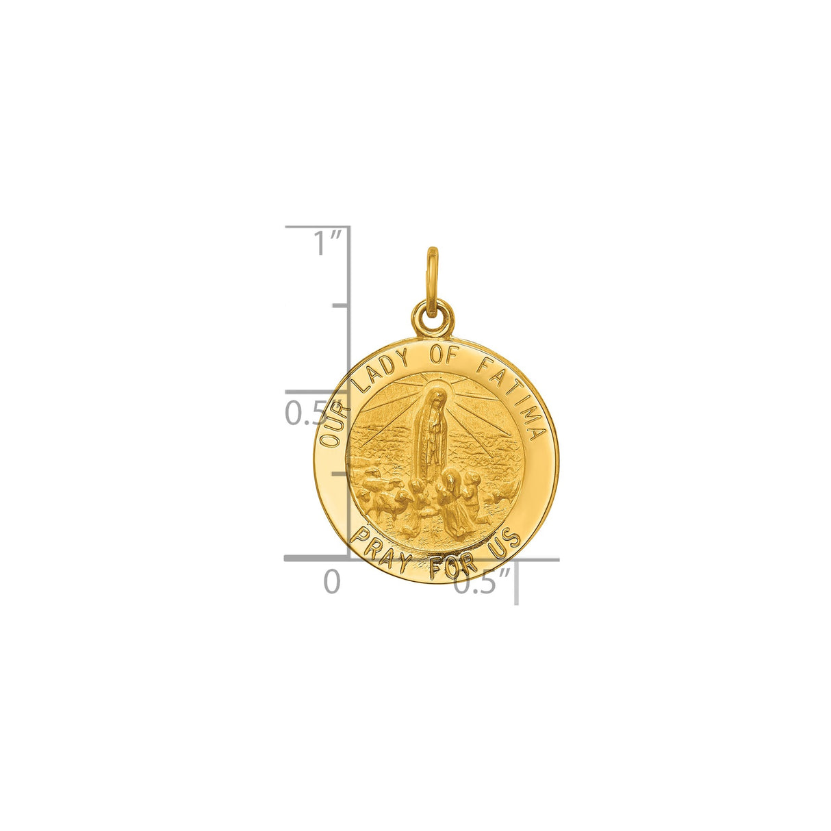 14k Yellow Gold Our Lady of Fatima Medal Pendant, Catholic Religious Charm for Women or Unisex Wear