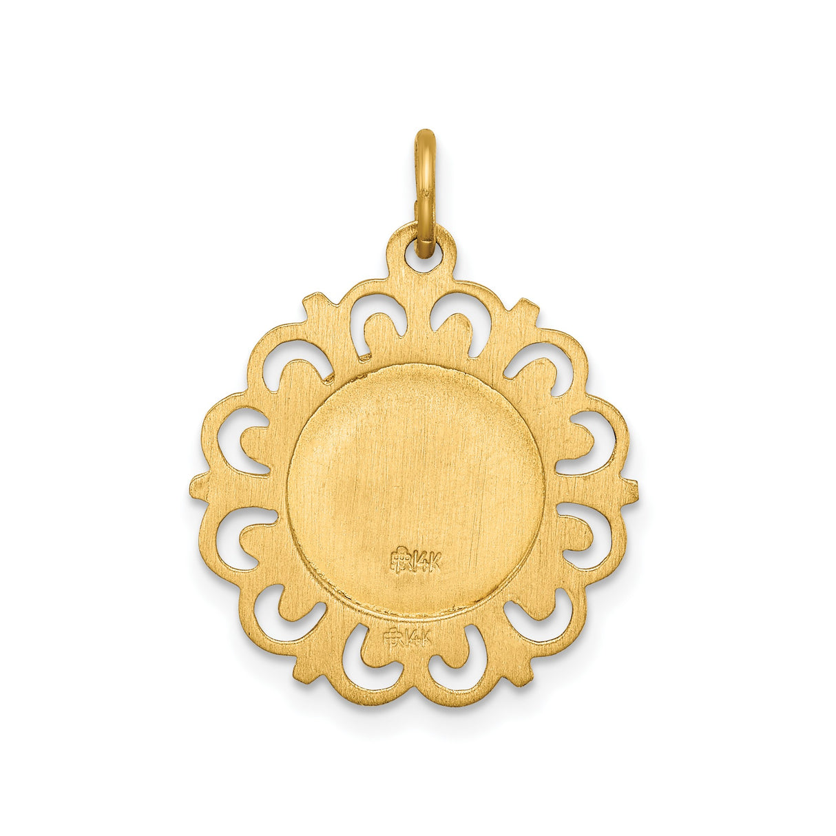 14k Yellow Gold Our Lady of Fatima Pendant Medal with Pray for Us Engraving, Catholic Charm