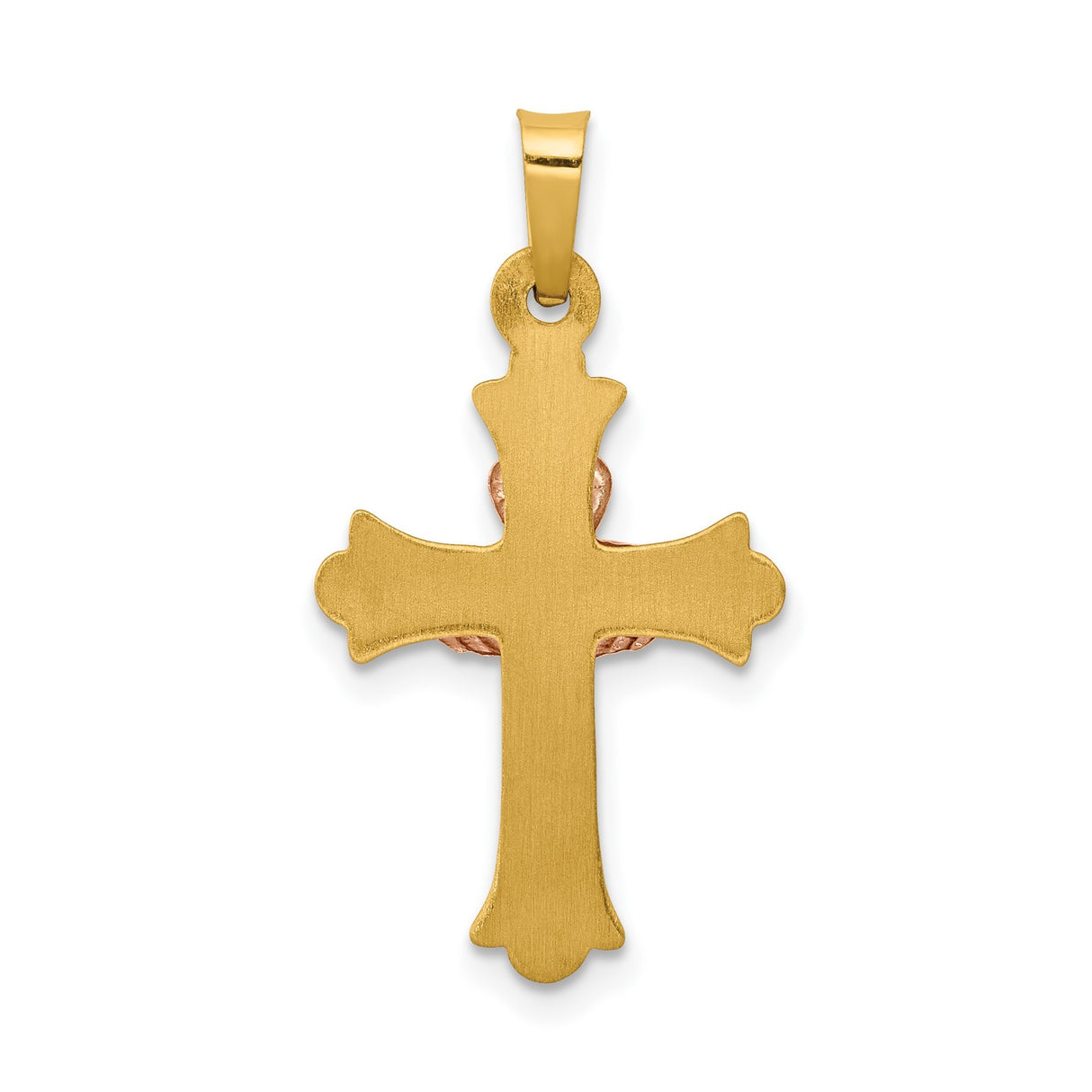 14k Two-Tone Gold Claddagh Cross Pendant with Heart, Hands, and Crown Symbol