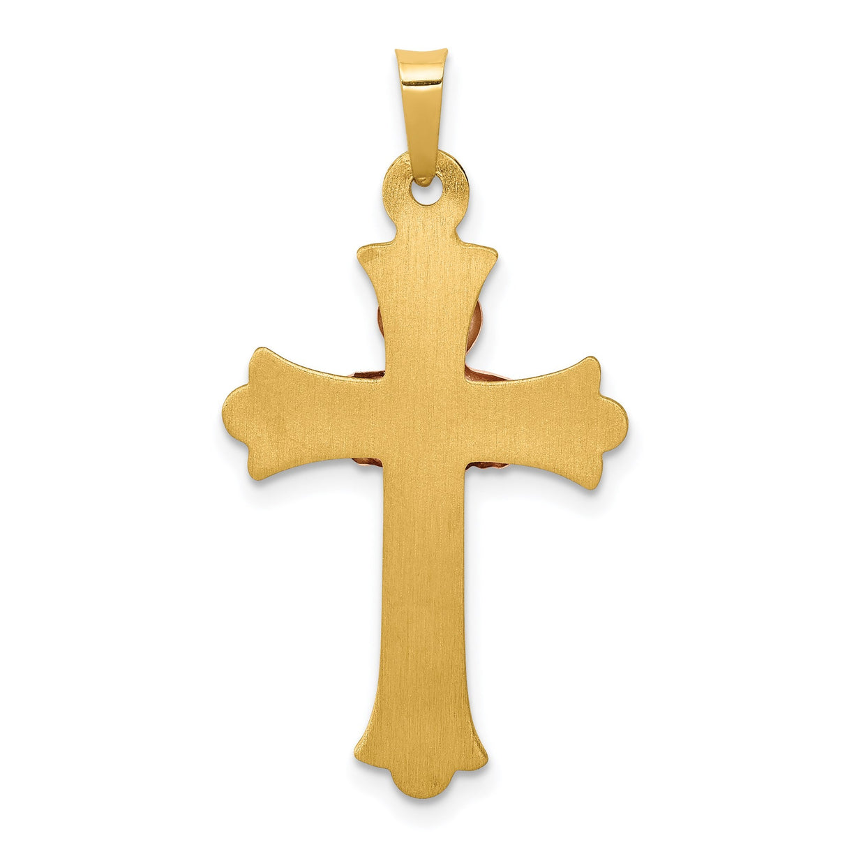14k Two-Tone Gold Claddagh Cross Pendant with Heart, Crown, and Hands Symbol