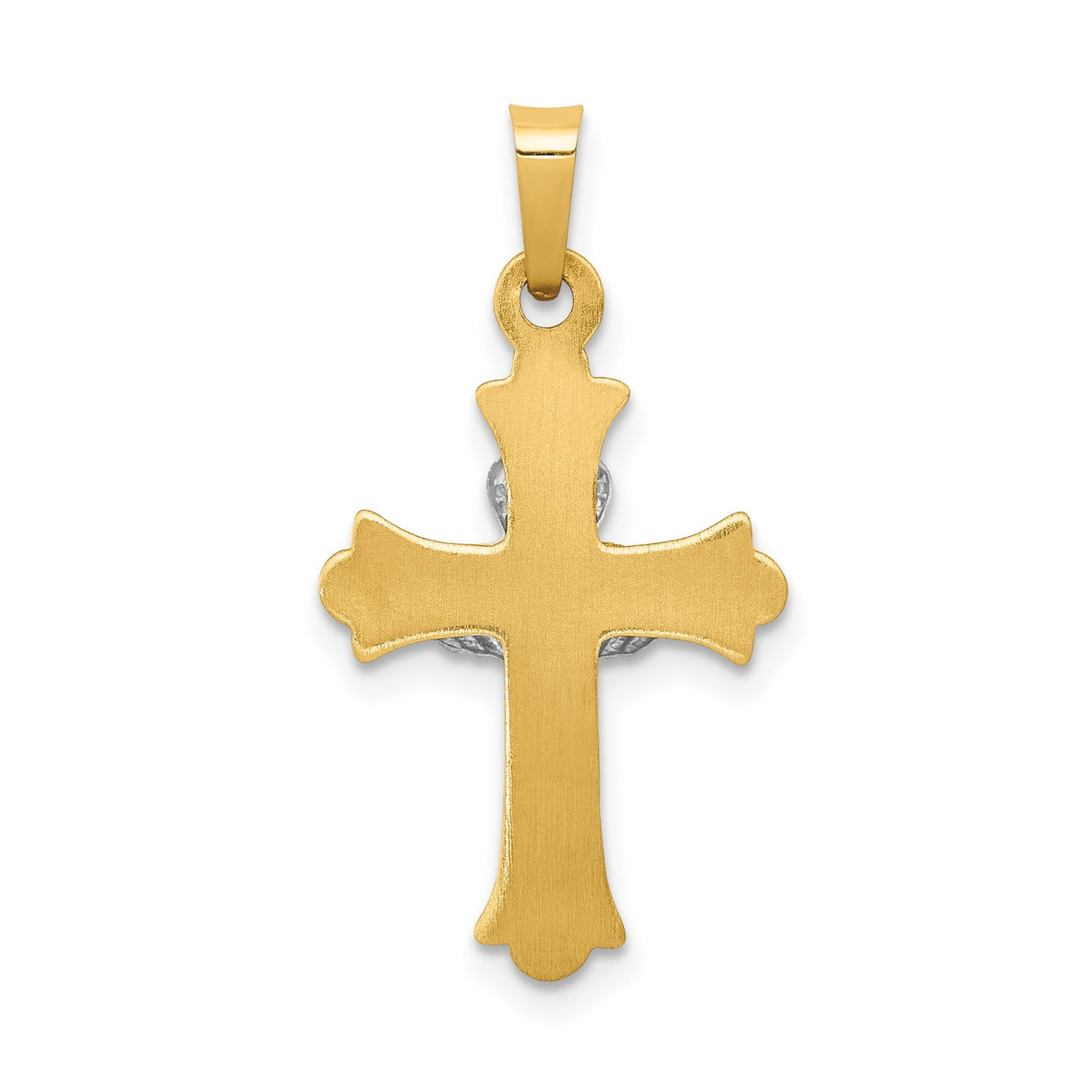14k Two-Tone Gold Claddagh Cross Pendant with Celtic and Christian Symbols for Women
