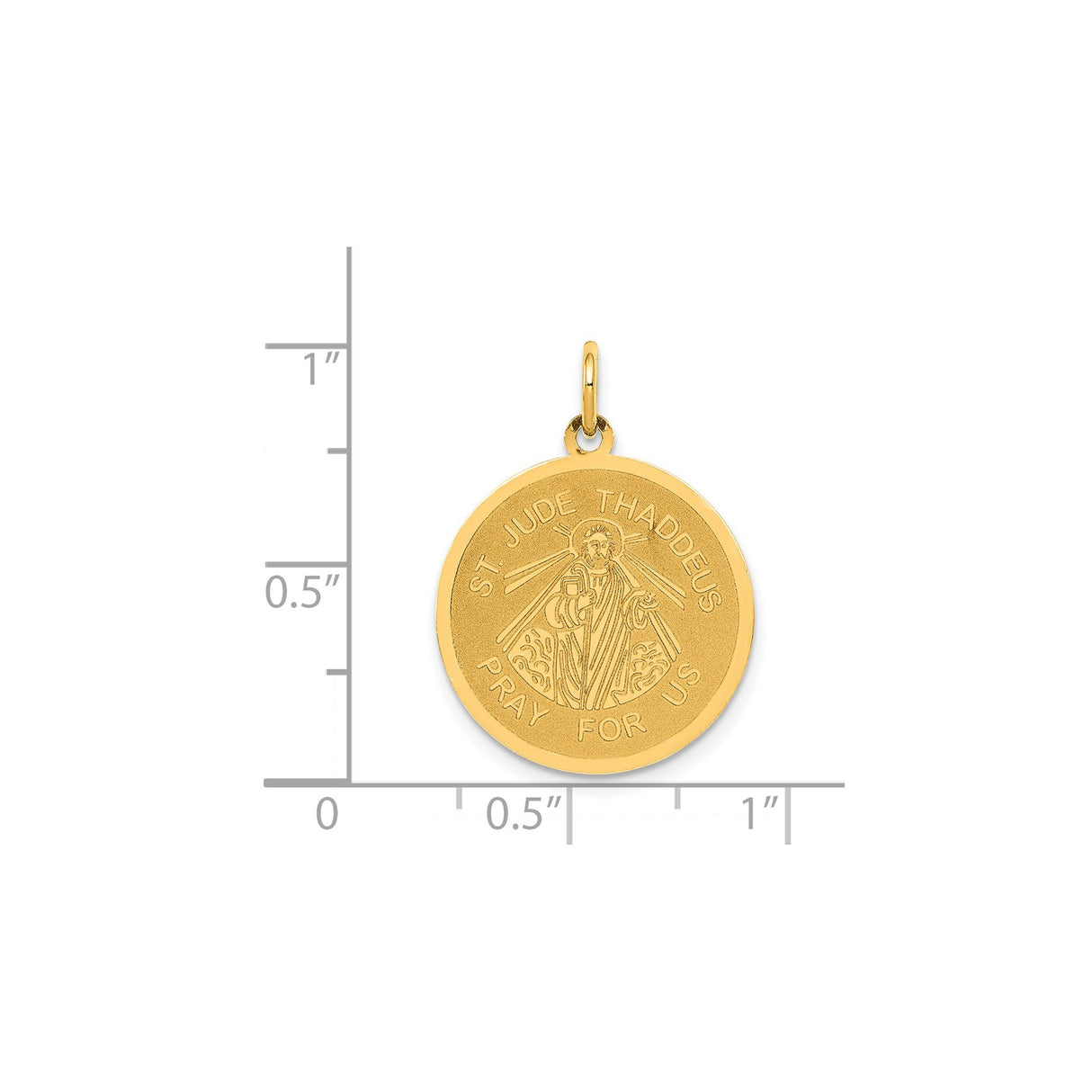 14k Yellow Gold St. Jude Thaddeus Medallion Pendant, Catholic Religious Medal Charm