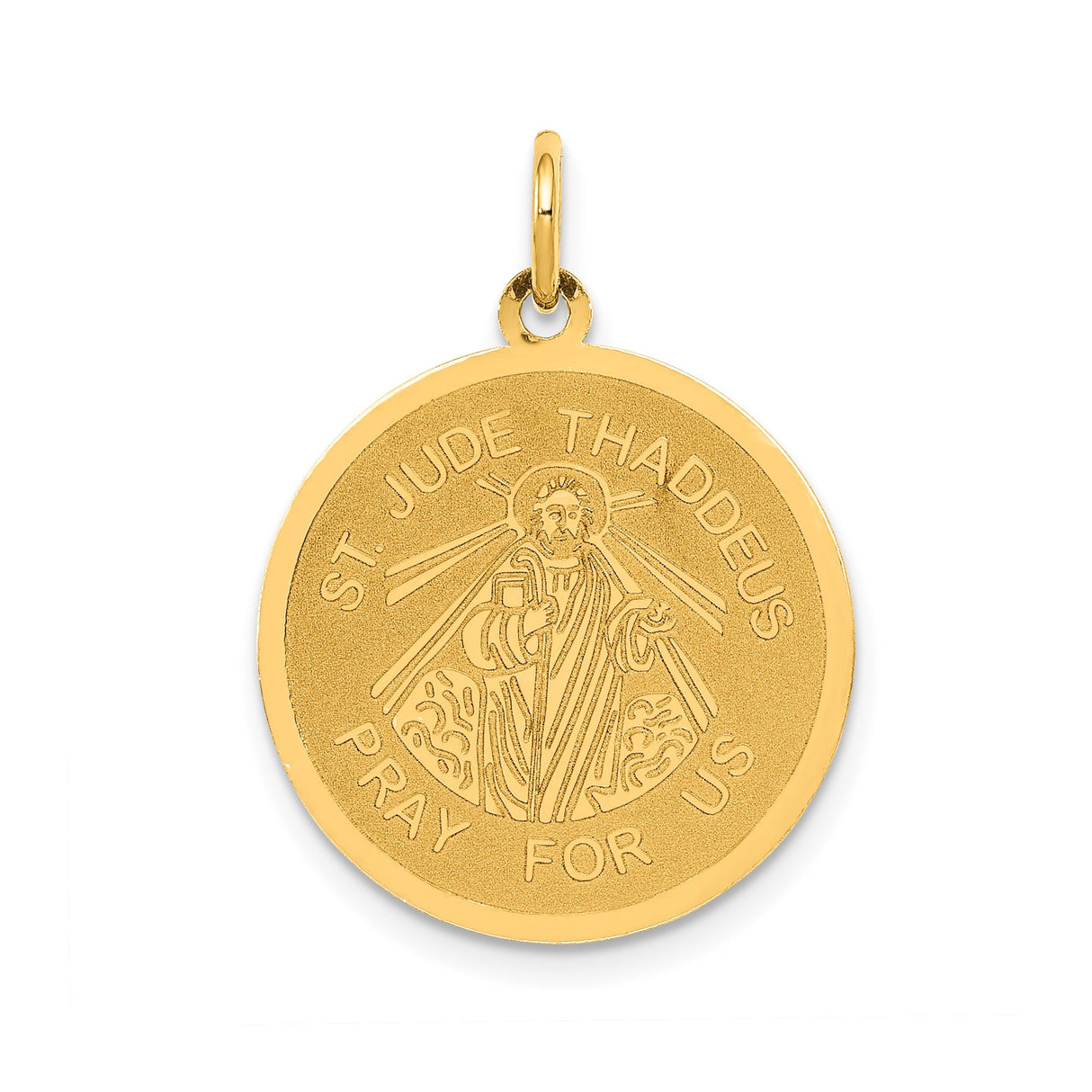 14k Yellow Gold St. Jude Thaddeus Medallion Pendant, Catholic Religious Medal Charm