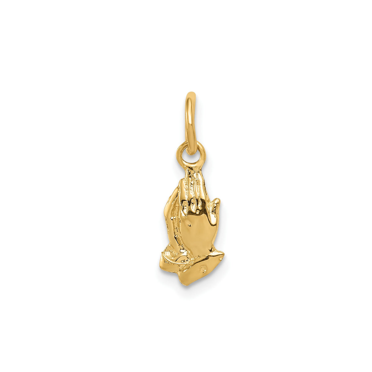 14k Yellow Gold Praying Hands Pendant, Christian Symbol of Faith and Devotion for Women or Unisex Wear