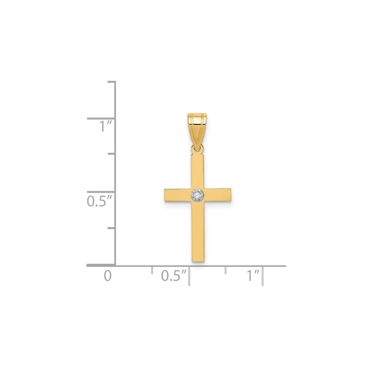 14k Yellow Gold Cross Pendant with Diamond, Christian Faith Jewelry for Women or Unisex Wear