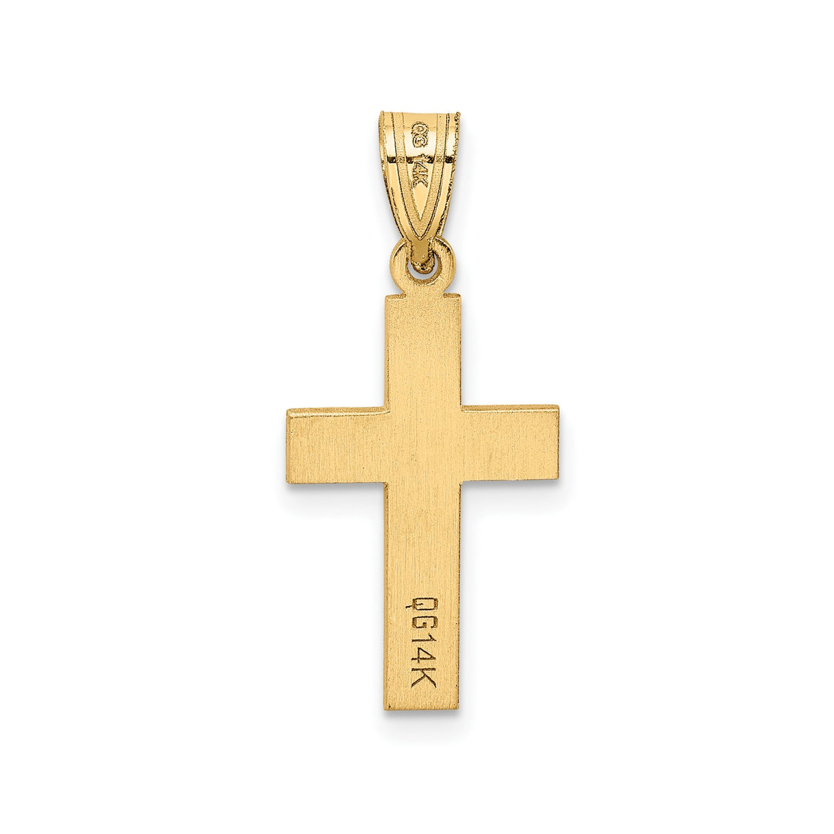 14k Yellow Gold Cross Pendant with Diamond Accent, Polished Finish Christian Jewelry