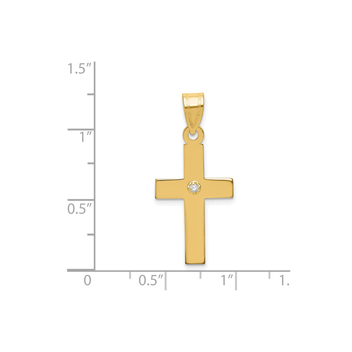 14k Yellow Gold Cross Pendant with Diamond Accent, Christian Faith Jewelry for Women or Unisex