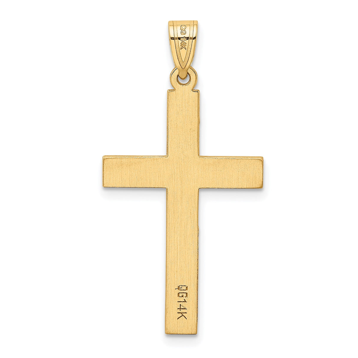 14k Yellow Gold Cross Pendant with Diamond Accent, Sleek Modern Christian Jewelry