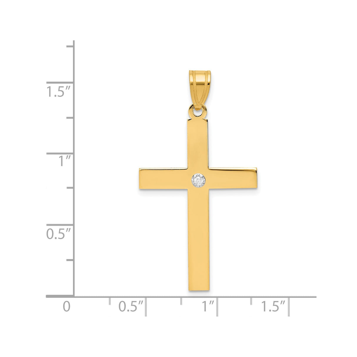 14k Yellow Gold Cross Pendant with Diamond Accent, Dainty Christian Jewelry for Women or Unisex