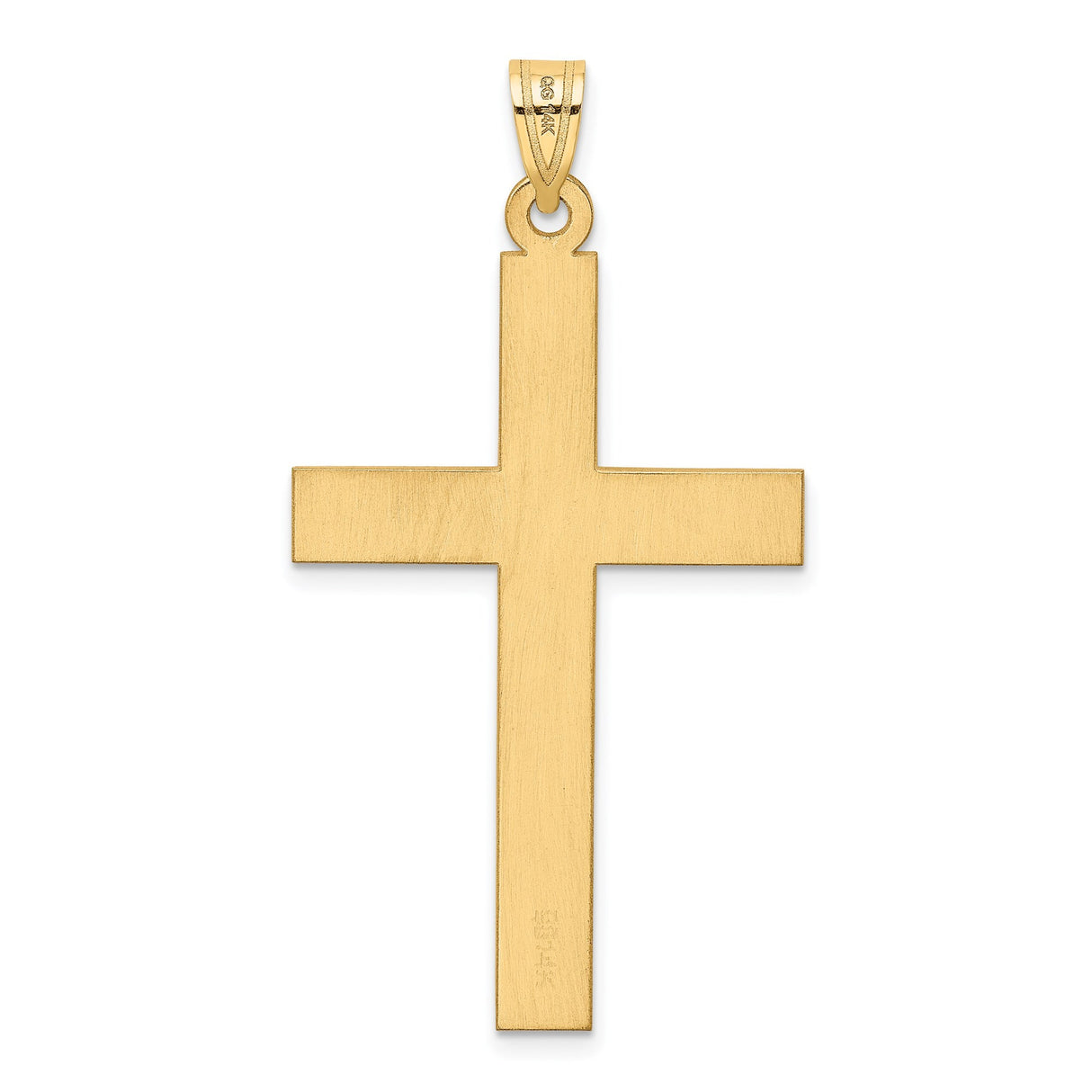 14k Yellow Gold Cross Pendant with Diamond Center, Polished Christian Jewelry for Men and Women