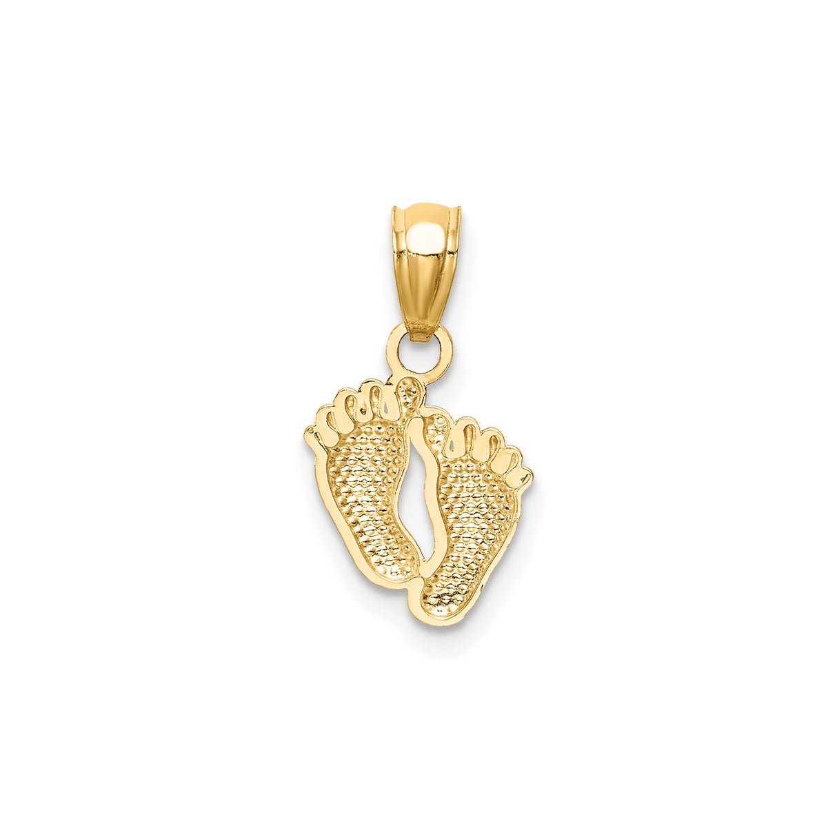 14k Yellow Gold Baby Feet Pendant, Double Footprint Charm, Symbol of Love and Motherhood
