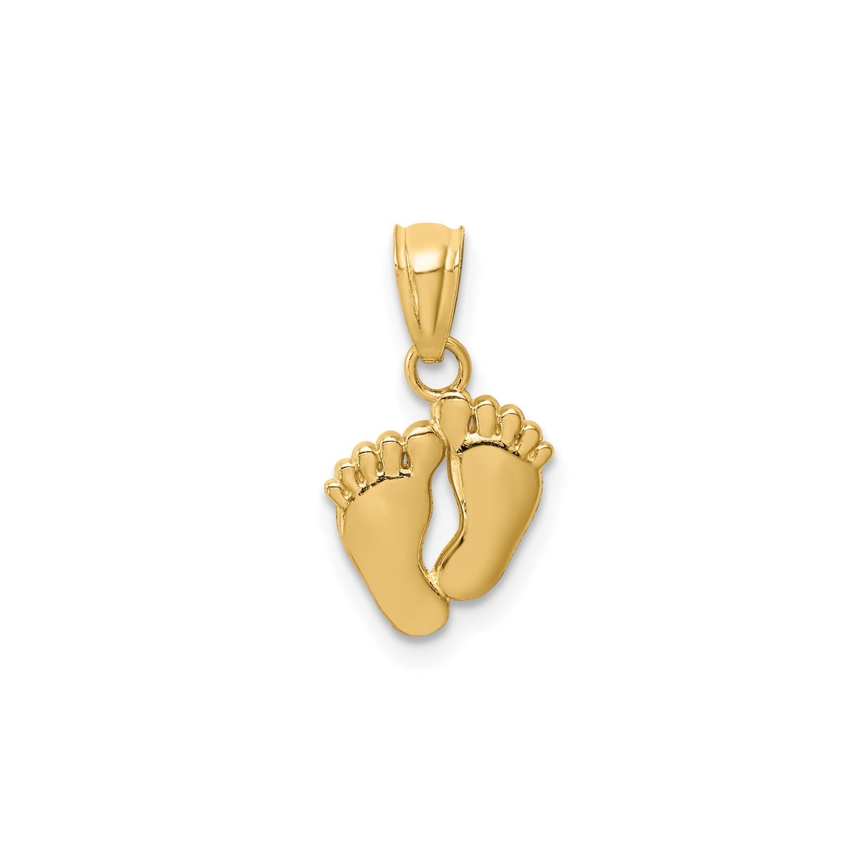 14k Yellow Gold Baby Feet Pendant, Double Footprint Charm, Symbol of Love and Motherhood