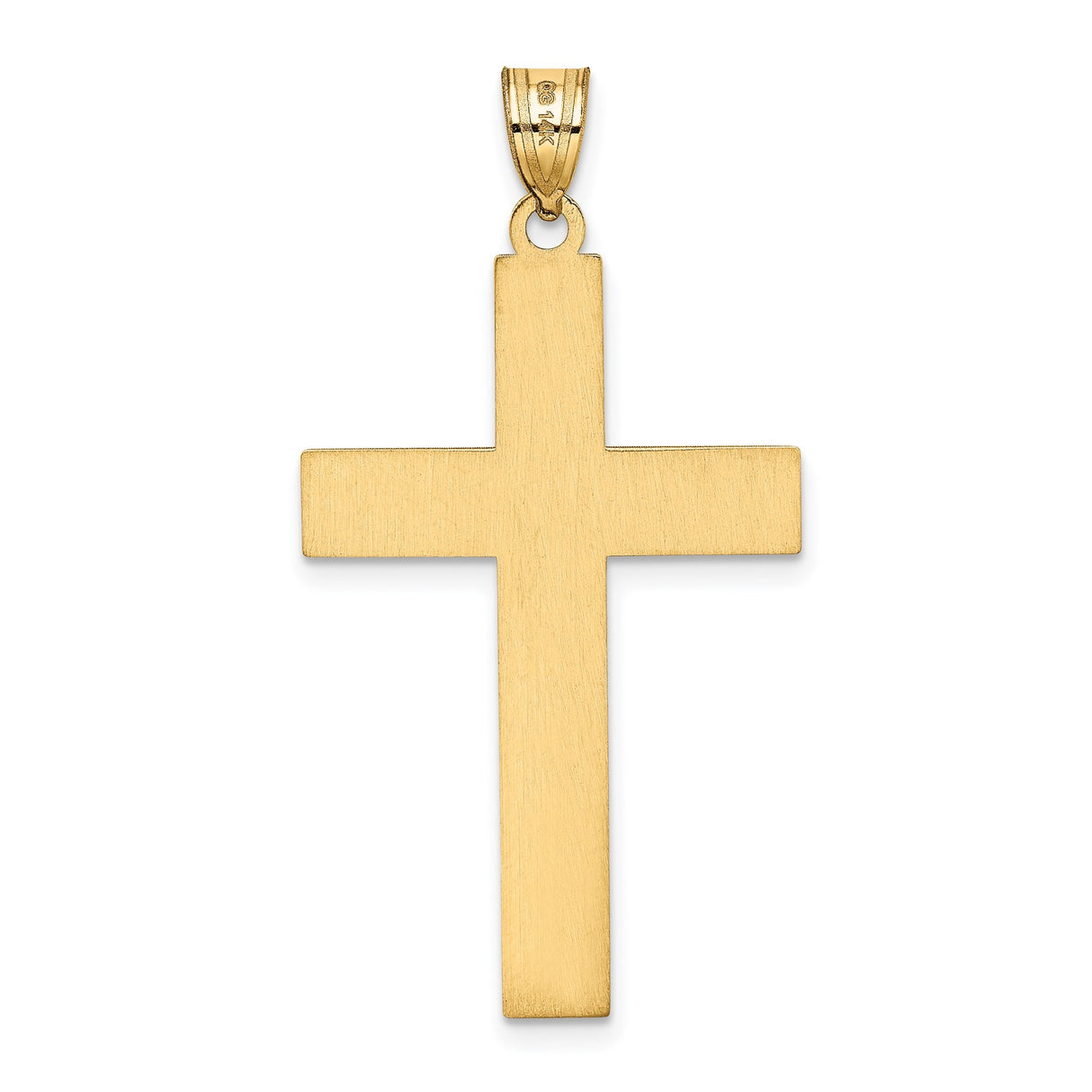 14k Yellow Gold Cross Pendant with Textured Center and Radiant Line Detailing