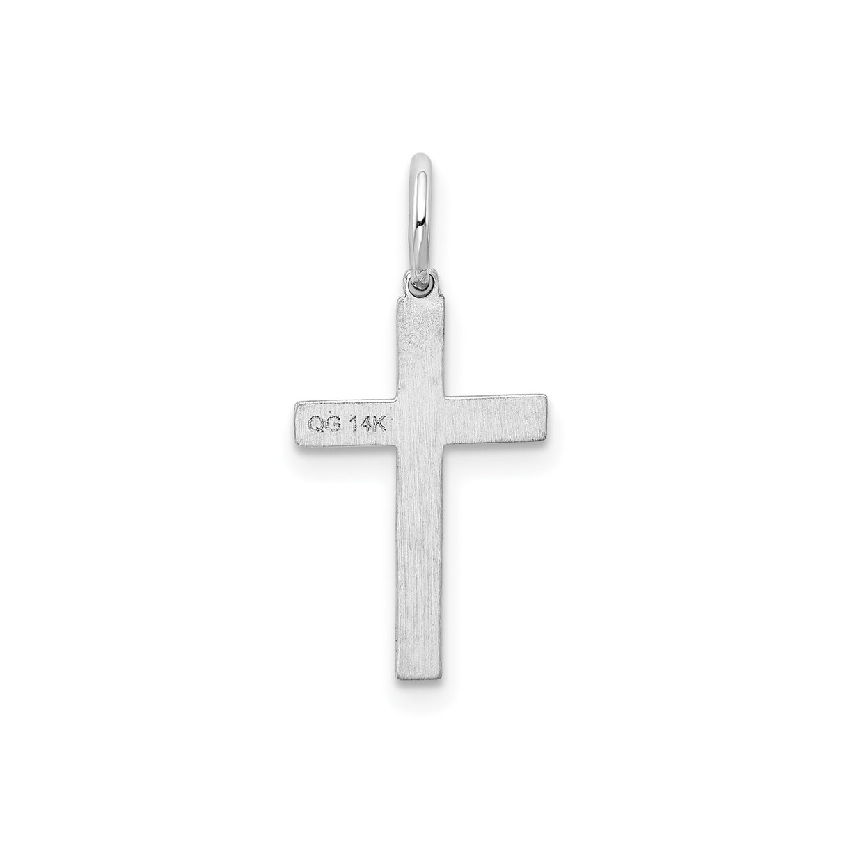 14k White Gold Cross Pendant, Polished and Textured Inner Cross, Unisex Christian Jewelry