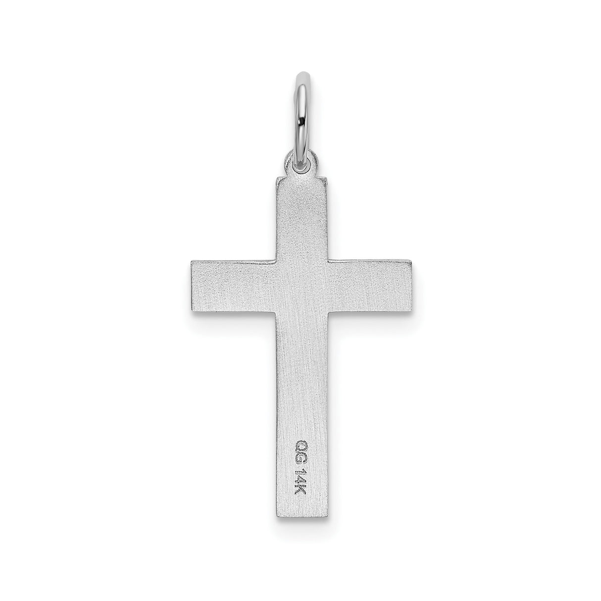 14k White Gold Cross Pendant with Geometric Design, Minimalist Christian Jewelry