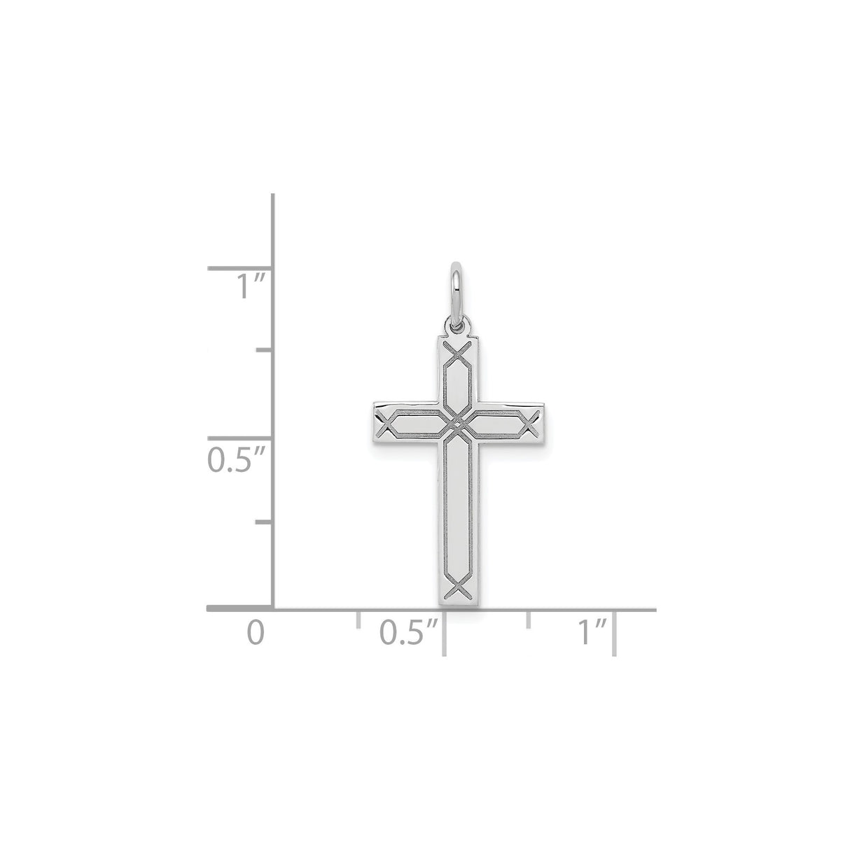 14k White Gold Cross Pendant with Geometric Design, Minimalist Christian Jewelry