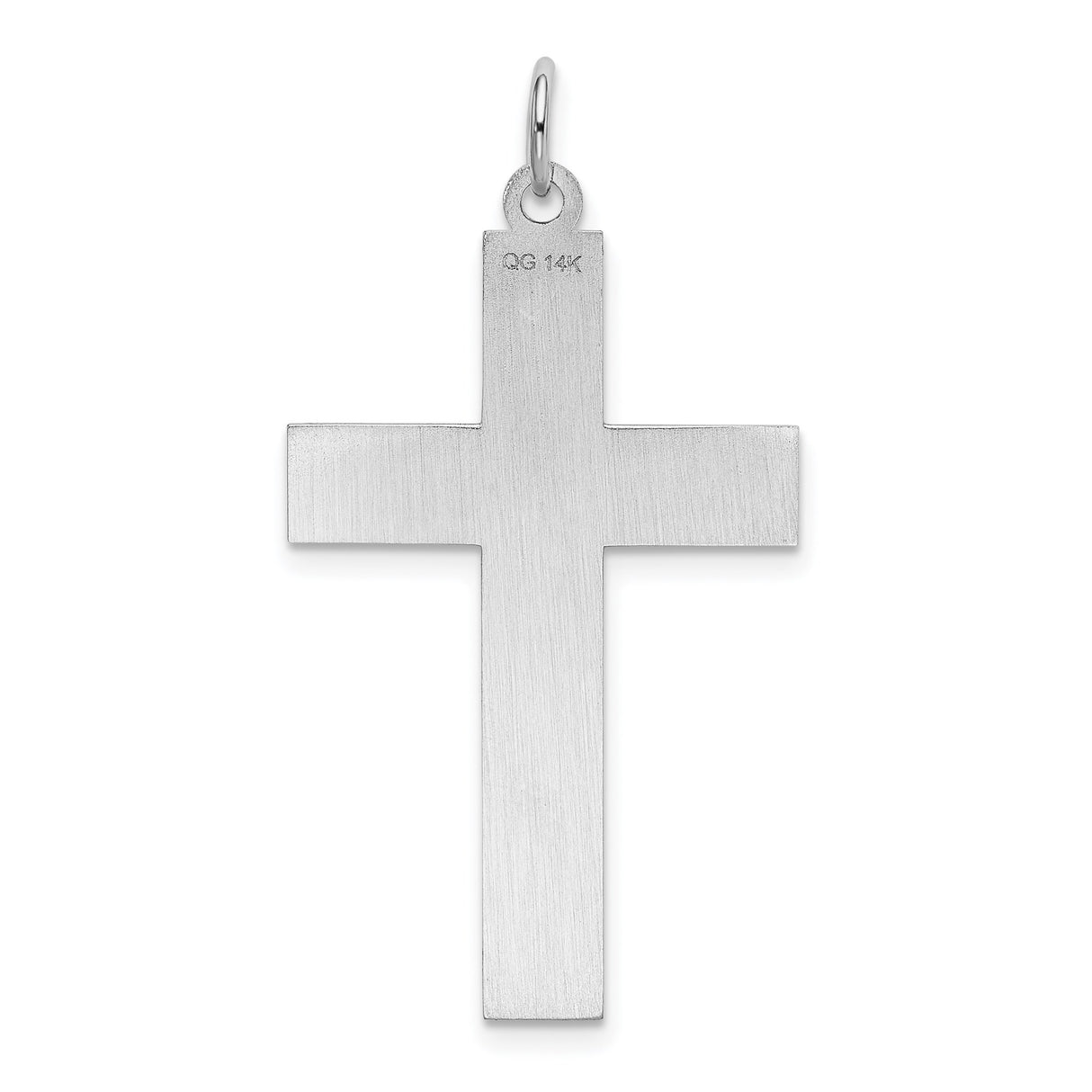 14k White Gold Cross Pendant with Etched Geometric and Celtic Design
