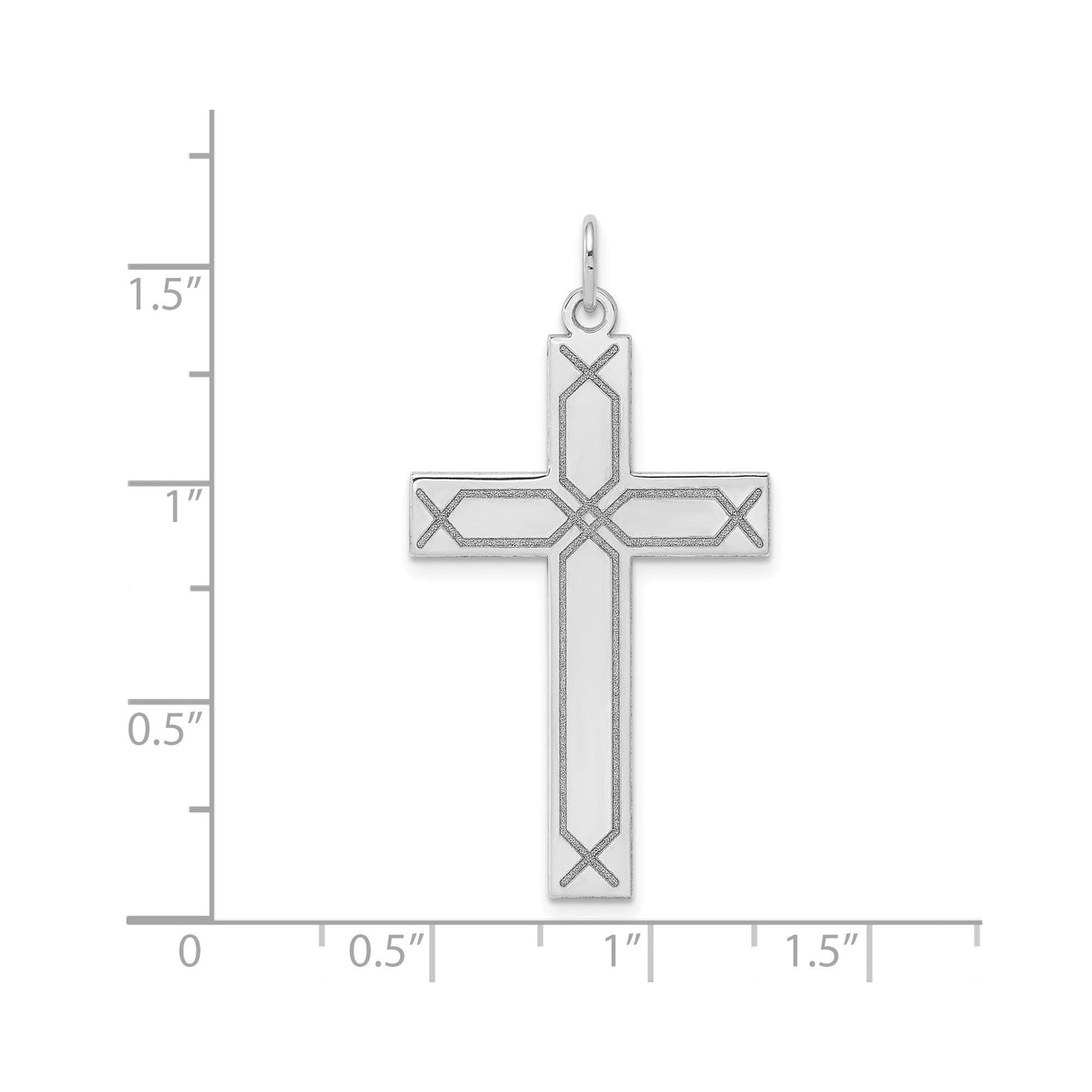 14k White Gold Cross Pendant with Etched Geometric and Celtic Design