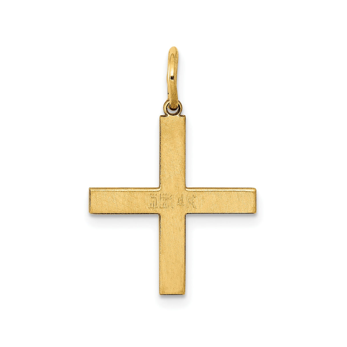 14k Yellow Gold Cross Pendant, Polished Religious Charm for Men and Women