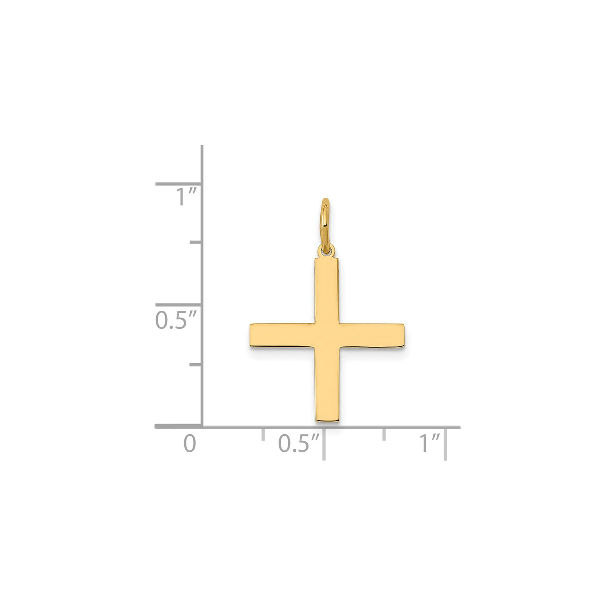 14k Yellow Gold Cross Pendant, Polished Religious Charm for Men and Women