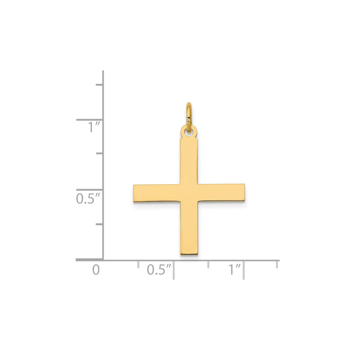 14k Yellow Gold Cross Pendant, Plain Polished Christian Faith Charm for Men or Women