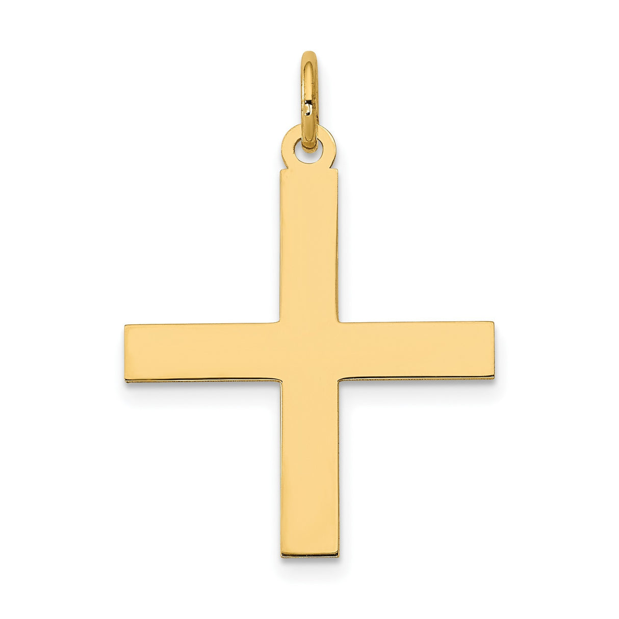 14k Yellow Gold Cross Pendant, Plain Polished Christian Faith Charm for Men or Women