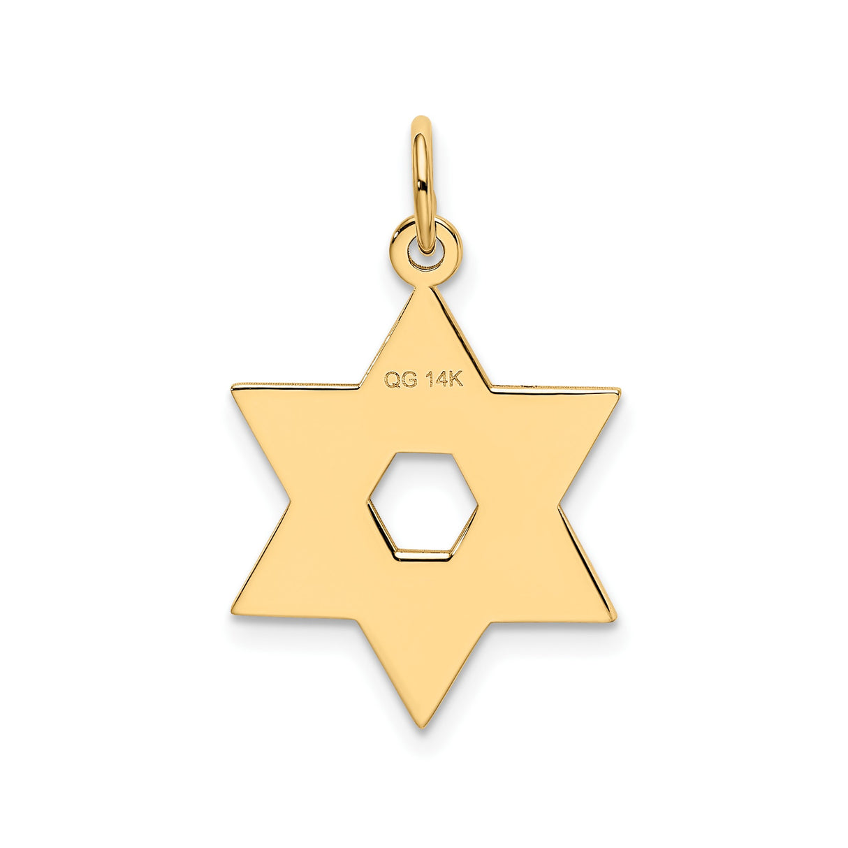 14k Yellow Gold Star of David Pendant with Interlocking Hexagram Design, Unisex Jewish Symbol