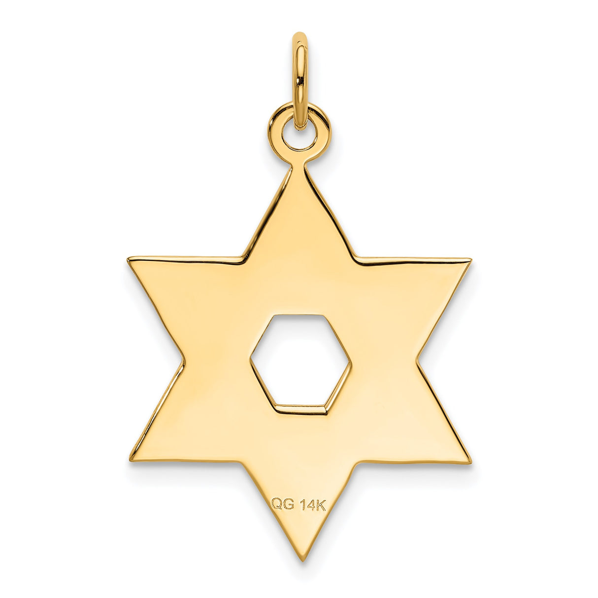 14k Yellow Gold Star of David Pendant with Interlocking Design, Jewish Symbolic Charm