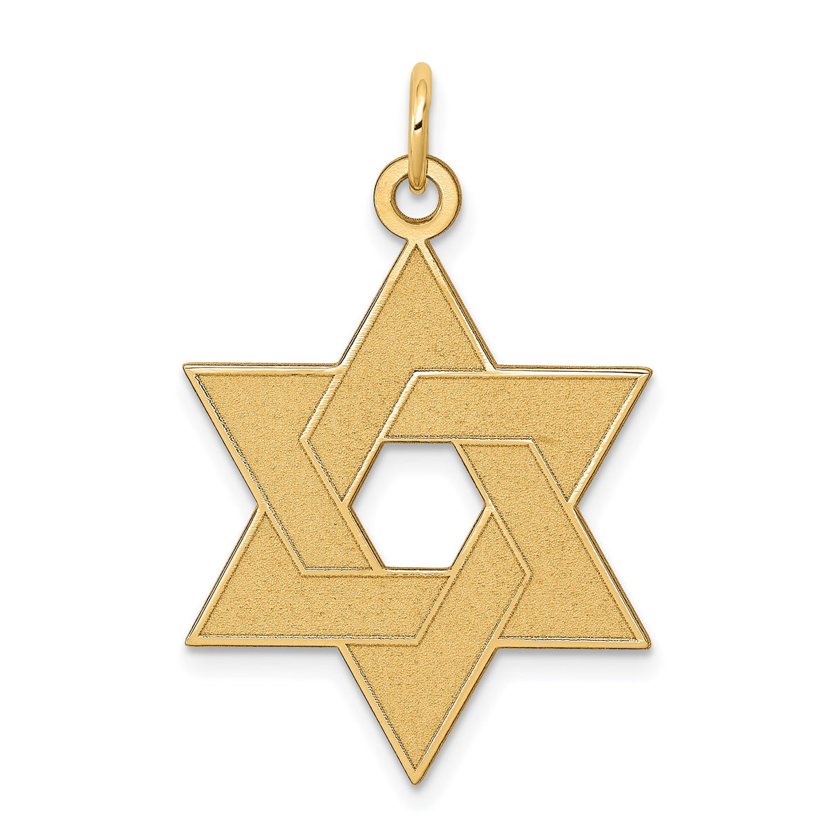 14k Yellow Gold Star of David Pendant with Interlocking Design, Jewish Symbolic Charm