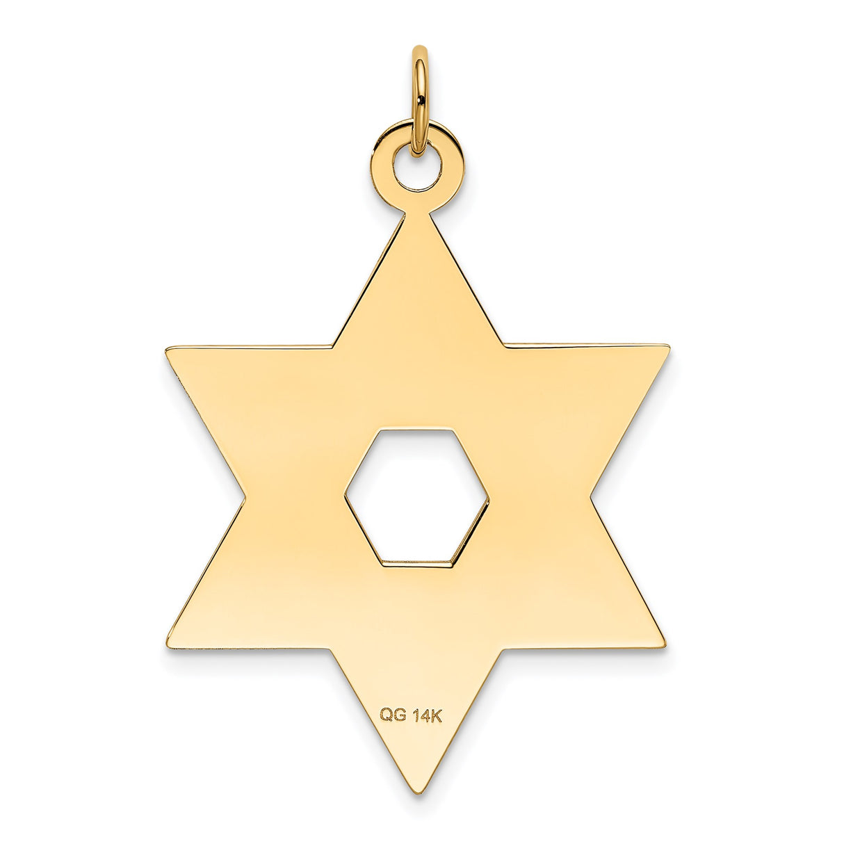 14k Yellow Gold Star of David Pendant, Textured Interlocking Triangles, Jewish Faith Jewelry